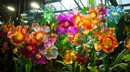 Obraz premium Discover the magic of color-changing flowers in enchanted crystal gardens