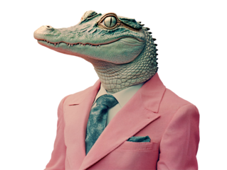 a crocodile in a suit