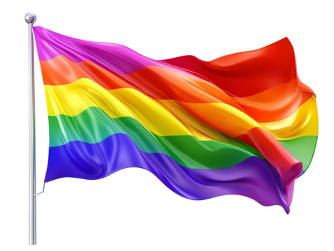 a rainbow flag waving in the wind
