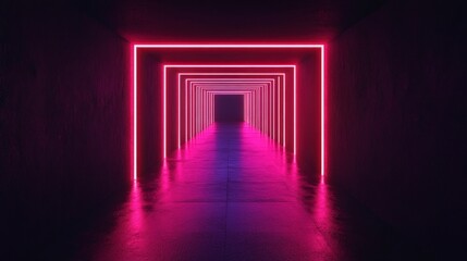 Neon Pink Corridor with Glowing Lights