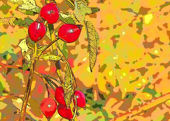 Hagebutten im Aquarellstil