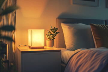Closeup of the indoor bedside night light