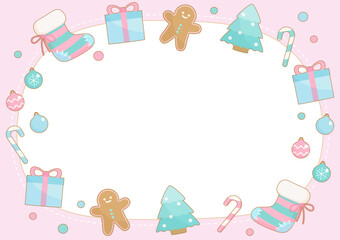 Fototapeta premium pink christmas ornament frame 2