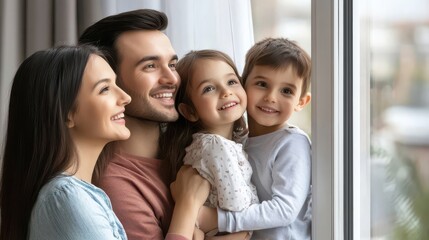 Obraz premium Happy Family Moment by the Window