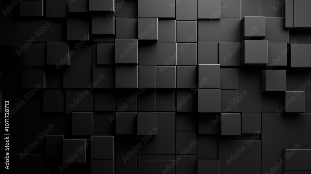 Poster abstract black cube wall pattern
