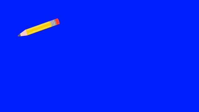 video animation pencil drawing contour curved line shape, on a blue chroma key background