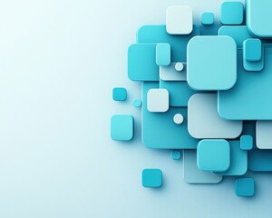Fototapeta premium A blue and white image of squares and circles