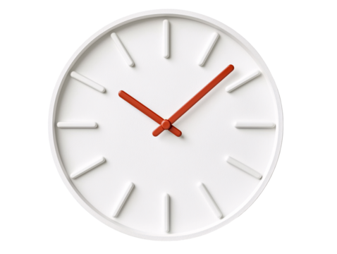 a white clock with a red hand - Powered by Adobe