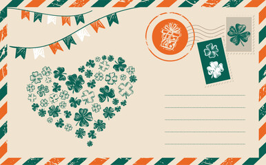 Obraz premium Clover set. Patrick's day. Postcard, mail, hand drawn illustration. 