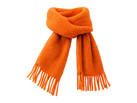 an orange scarf with fringes