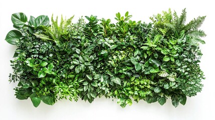 Fototapeta premium Lush Green Wall of Diverse Foliage and Leaves