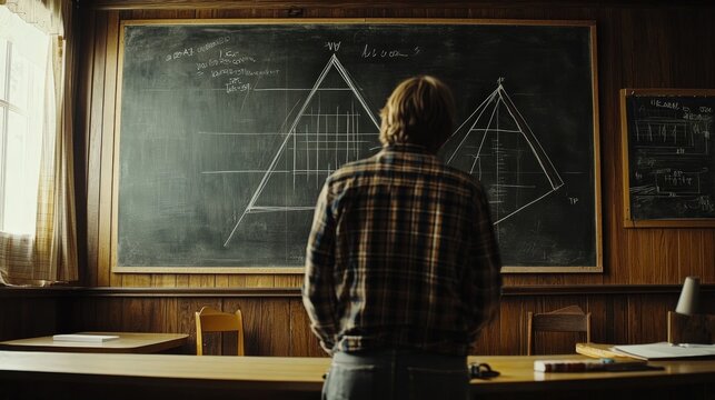 A math teacher explaining a concept like the Pythagorean theorem using a visual aid. - Powered by Adobe