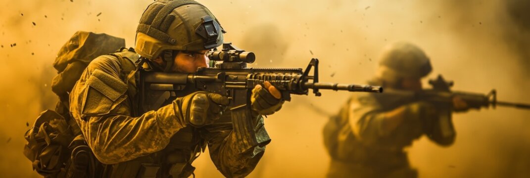 A photorealistic depiction of an IDF soldier engaged in close quarters combat, showcasing the intensity and determination of military operations. The image symbolizes bravery, discipline, and the unwa