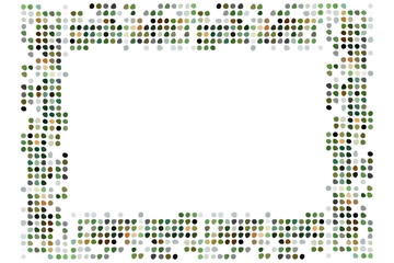 【ベクター】ドット柄水玉模様幾何学文様フレーム背景壁紙イラスト素材カラフルグリーン系＆グレー系カラー
