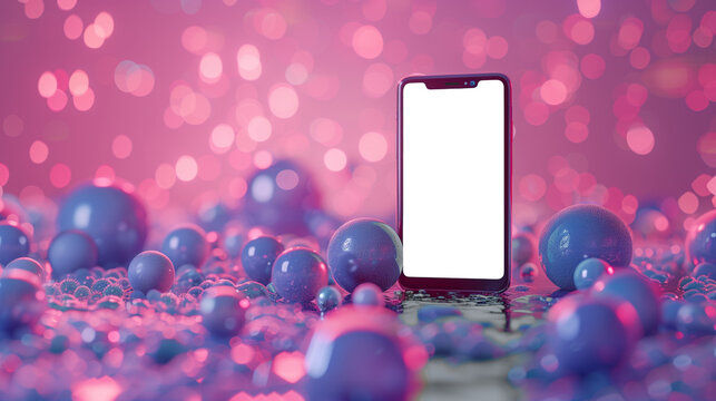Generative AI. Screen template.  Mobile phone screen design template on a background of pink purple foam soap background foam shower bathroom cleanliness