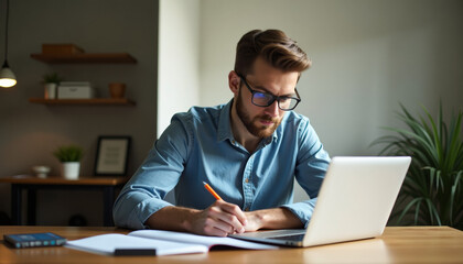 Obraz premium Dedicated Worker in Home Office