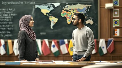 Interactive Learning Moment with Teacher and Student Discussing Ideas