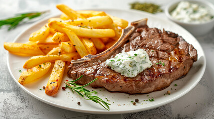 Steak Frites with Herb Butter and Crispy French Fries