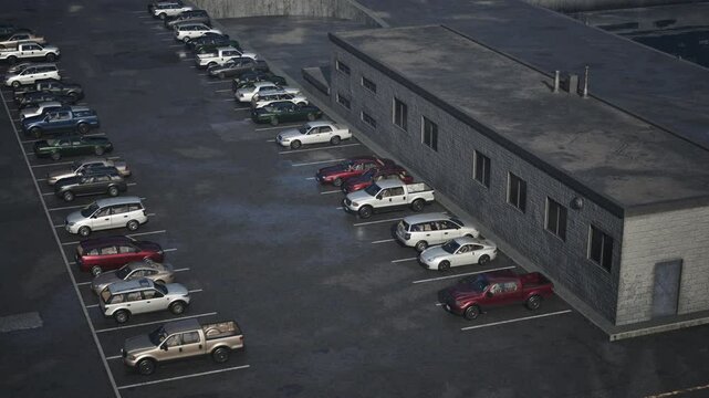 A bustling parking lot filled with a multitude of parked cars.