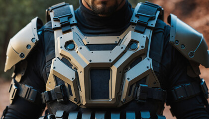 technology modern AI innovations futuristic armor plate carrier close up