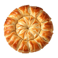 Golden Swirl Pastry on White Background