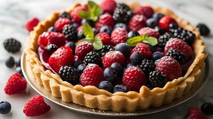 Delicious Berry Tart: Raspberry, Blackberry, and Blueberry Delight