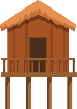 brown stilt house with thatched roof clip art preview