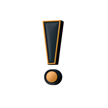 recommend clip art: 3D exclamation mark symbol with circular base, featuring black and orange color scheme, conveying urgency and attention