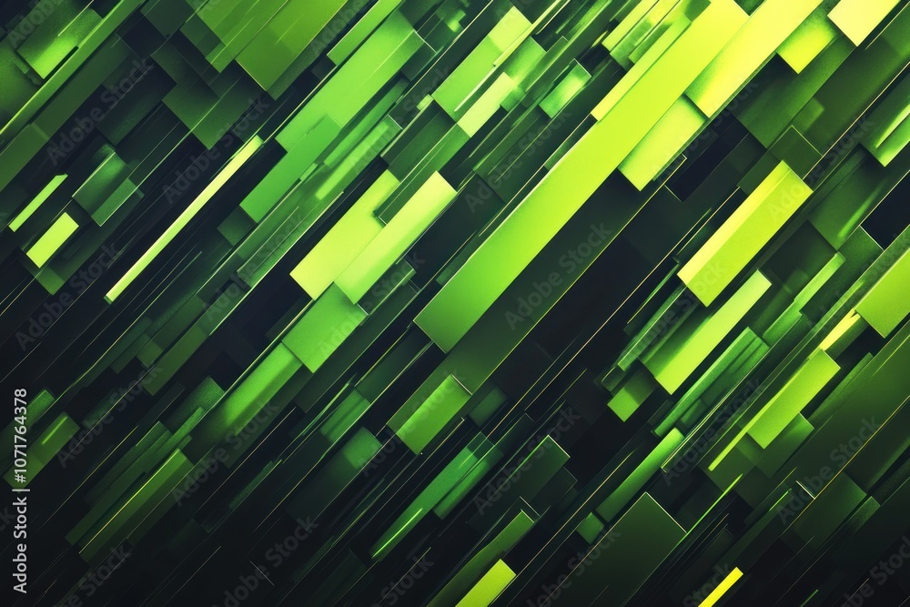 Poster abstract green and black geometric shapes with depth and texture
