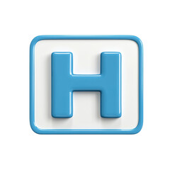 Obraz premium blue and white 3D letter H icon, representing hospital or healthcare facility. design is modern and clean, suitable for medical contexts