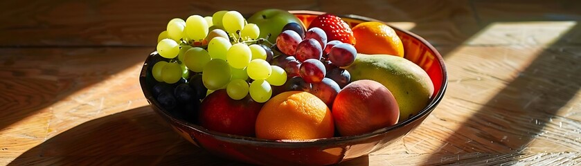 Fresh Fruit Bowl: Grapes, Apples, Peaches, and More