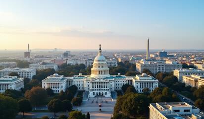 washington cityscape features iconic us capitol building backdrop city skyscrapers american landmarks
