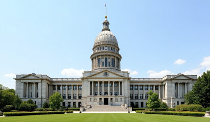 Naklejka premium western view romanesque revival new york state capitol building albany ny may