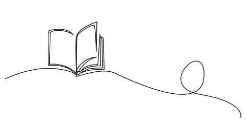 continuous line drawing of an open book Single line vector drawing The concept of education in a single line vector background for the world