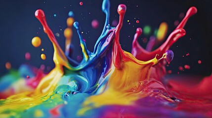 Abstract paint splash in 8K, with vibrant hues blending into a stunning, high-energy composition perfect for screens.