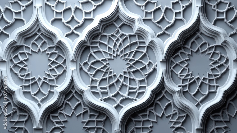 Aufkleber white 3d intricate geometric pattern with circular motifs