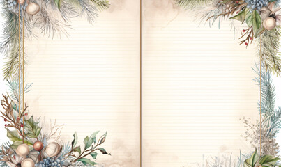 Notebook for notes in autumn style. Notepad with the motif of autumn leaves, autumn flowers, pine needles, spruce twigs. Option to add text.