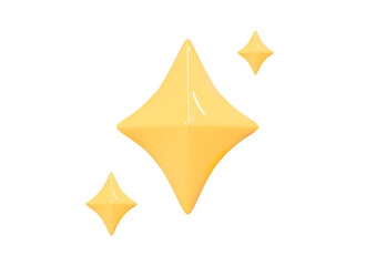 3D Gold star sparkle emoji. Cute shiny star shaped object. Magic element. Party confetti. Cartoon creative design icon isolated on white. 3D Vector illustration