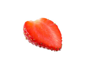 Piece of ripe strawberry isolated on white
