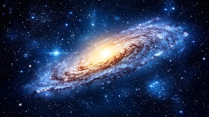 Obraz premium Majestic Cinematic View of a Spiraling Galaxy Surrounded by Distant Stars and Cosmic Wonder in the Vastness of Space
