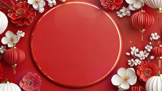 Background template with chinese pattern in red. Happy chinese new year, year of the snake zodiac. Copy space
