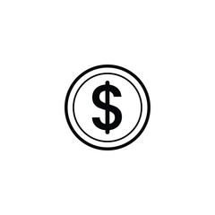 Black line usd dollar money currency icon clipart in vector. USA money for business, finance, web site interface, infographic decoration elements vector illustration