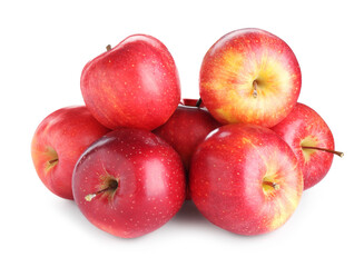 Many fresh red apples isolated on white
