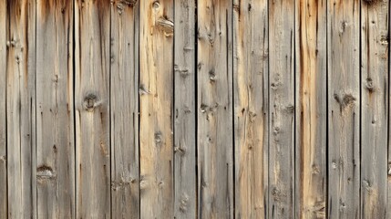 Fototapeta premium A textured wooden wall with natural weathering and grain patterns.