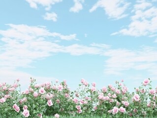 Fototapeta premium Pink Roses Under a Pastel Sky