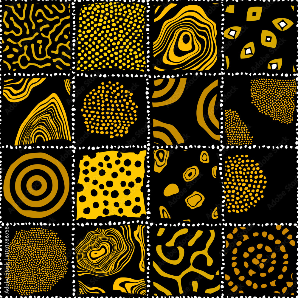 Poster Background of the tribal ethnic culture pattern. Seamless vector pattern in patchwork style based on afro ethnic style ornaments