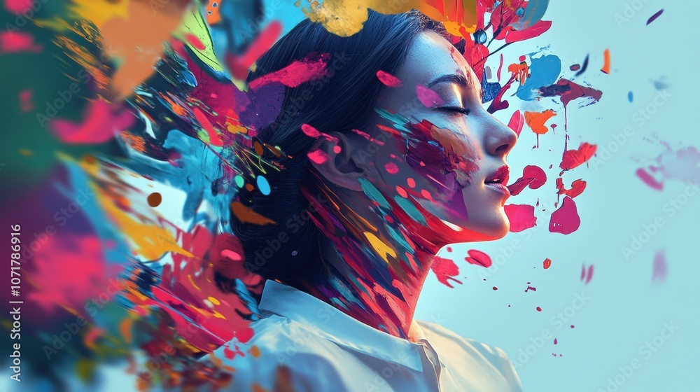 Poster a graphic designer experimenting with colors and fonts, exploring different elements to create visua