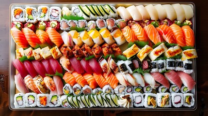 Ultimate Sushi Platter: Sashimi, Nigiri, Maki Rolls