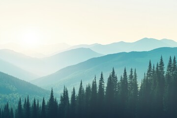 Misty Mountain Range at Dawn