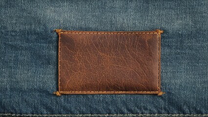Vintage-style leather patch on denim, ideal for fashion designs